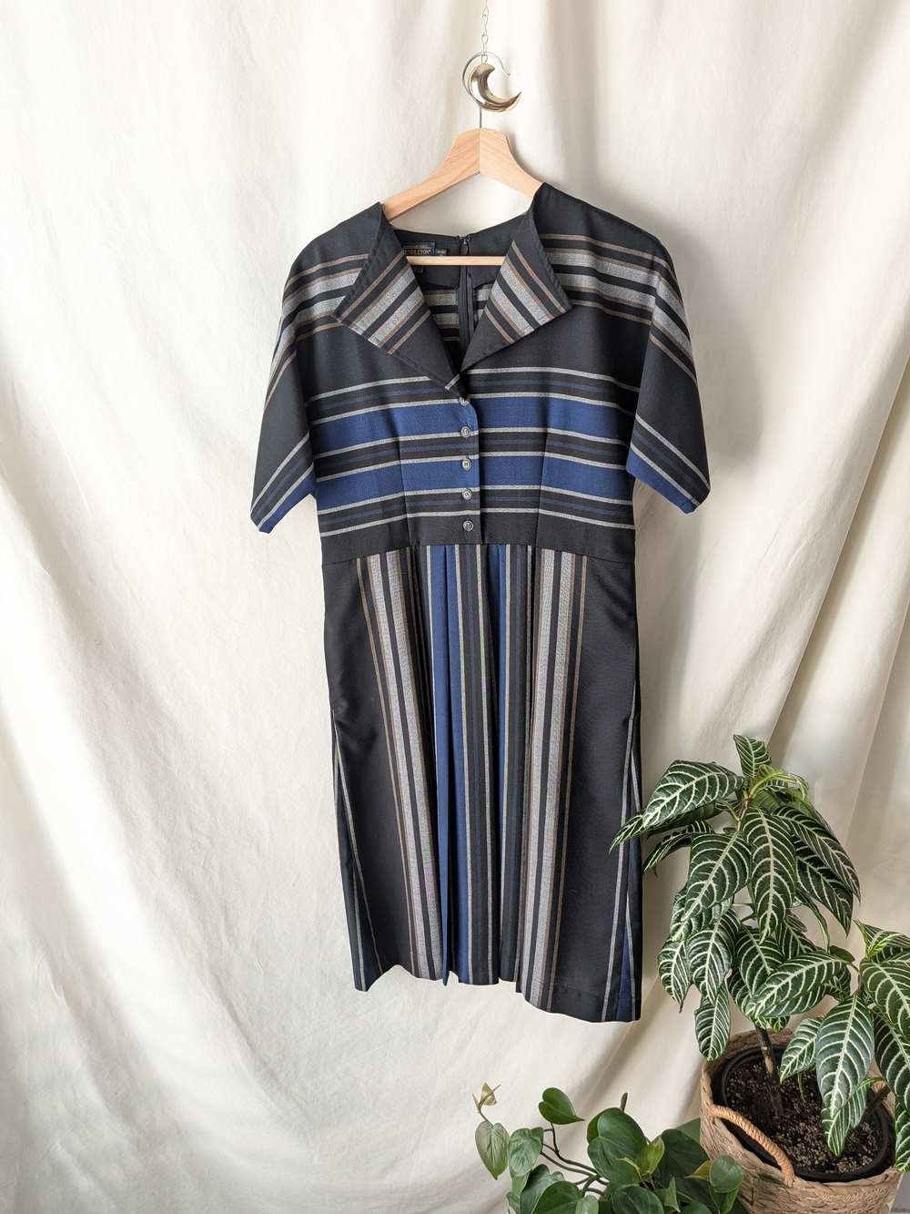 Vintage Pendleton USA 100% Virgin Wool Striped Midi Dress